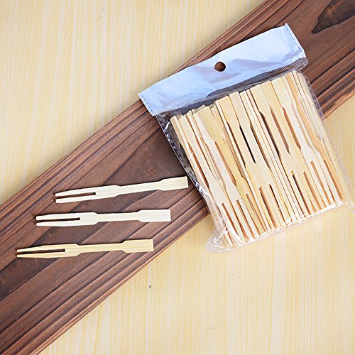 UPlama 600Pcs Bamboo Forks,Wooden Appetizer Forks for Appetizer, Cocktail, Fruit, Pastry, Dessert,3.4inch