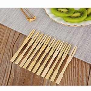 UPlama 600Pcs Bamboo Forks,Wooden Appetizer Forks for Appetizer, Cocktail, Fruit, Pastry, Dessert,3.4inch