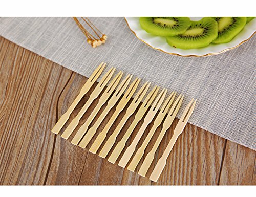 UPlama 600Pcs Bamboo Forks,Wooden Appetizer Forks for Appetizer, Cocktail, Fruit, Pastry, Dessert,3.4inch