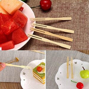 UPlama 600Pcs Bamboo Forks,Wooden Appetizer Forks for Appetizer, Cocktail, Fruit, Pastry, Dessert,3.4inch