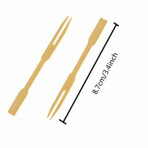 UPlama 600Pcs Bamboo Forks,Wooden Appetizer Forks for Appetizer, Cocktail, Fruit, Pastry, Dessert,3.4inch