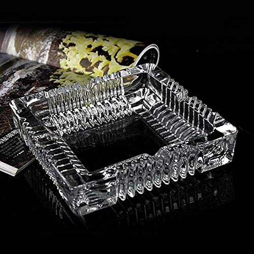 Ashtray, Large Glass Ashtray for cigarette cigar, Clear Crystal Ash trays Outdoor Glass Spuare Ashtrays (7x7inch)