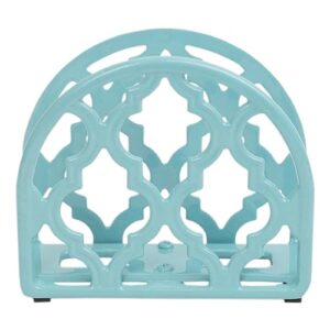 Lattice Collection Cast Iron Napkin Holder, By Home Basics (Turquoise) / Napkin Holders For Kitchen, Table Napkin Holder With Non-Skid Feet