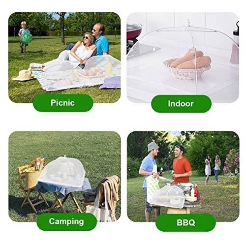 FOOEN (6 Pack) Pop-Up Outside Picnic Mesh Food Covers Tent Umbrella for Outdoors and Camping Food Net Cover Keep out Flies Mosquitoes Ideal for Parties BBQ, Reusable and Collapsible 17 x 17inches