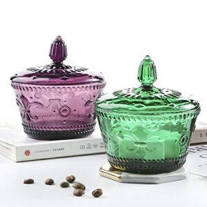 MASSJOY European Retro Nostalgic Three-Dimensional Relief Color Glass Jar Candy Jar Seasoning Jar With Lid