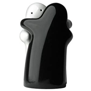 Salt and Pepper Shakers Cute Decorative Novelty Hugging Shakers Couple Set Black and White Modern and Vintage Hug Design Easy to Refill and Dispenser Shaker Set