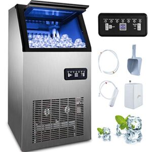 happybuy commercial ice maker machine, 90 lbs/24h under counter ice machine with 22 lbs storage for home office restaurant coffee shop bar, 3x8 cubes ready in 15 mins, water filter & scoop included