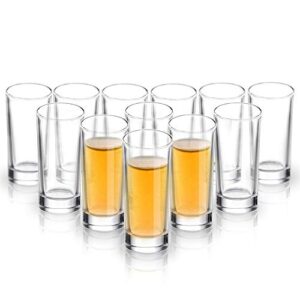 elivia shot glass set with heavy base, 1.2 oz (12 pack) clear glasses for whiskey and liqueurs - jm02