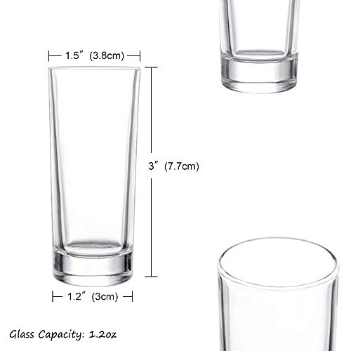 Elivia Shot Glass Set with Heavy Base, 1.2 oz (12 pack) Clear Glasses for Whiskey and Liqueurs - JM02