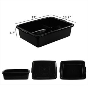 Qskely Commercial Plastic Bus Box/Tote Box, Black Bus Tub/Wash Basin Tub, Set of 3