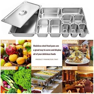 2 1/2" Deep Steam Table Pan Full Size, 8.3 Quart Stainless Steel Anti-Jam Standard Weight Hotel GN Food Pans - NSF (20.87"L x 12.8"W)