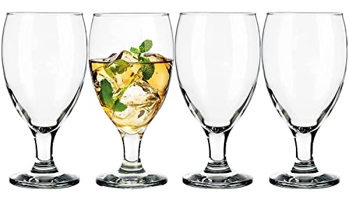 Glaver's Set of 4, 20 Oz. Iced Tea Glasses, High-Quality Turkish Glass Cups, For Juice, Cocktails, Smoothies. Everyday Classic Dinner Drinking Set.