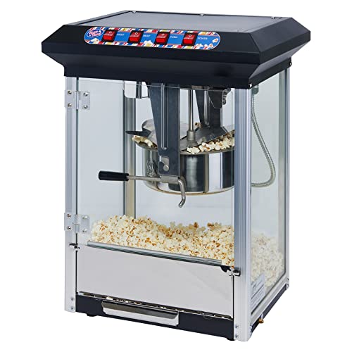 Winco POP-8B Popcorn Machine, 8 Ounce, Black