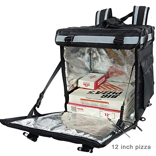 PK-66Z: Food Delivery Bags, Pizza Thermal Delivery Box, Insulated Delivery Backpack, Catering Bags, 16" L x 12" W x 18" H, Matte Waterproof