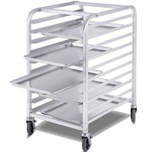 Giantex 10 Tier Aluminum Bakery Rack Home Commercial Kitchen Bun Pan Sheet Rack Mobile Sheet Pan Racking Trolley Storage Cooling Rack w/Lockable Casters