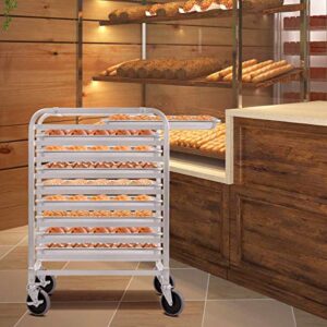 Giantex 10 Tier Aluminum Bakery Rack Home Commercial Kitchen Bun Pan Sheet Rack Mobile Sheet Pan Racking Trolley Storage Cooling Rack w/Lockable Casters