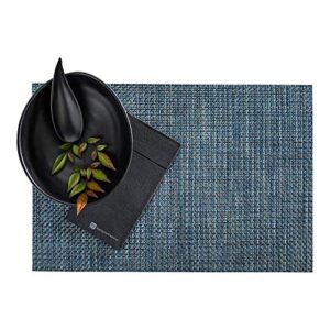 amalfi basketweave baltic blue vinyl woven placemat - 16" x 12" - 6 count box - restaurantware