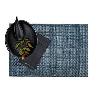 Amalfi Basketweave Baltic Blue Vinyl Woven Placemat - 16" x 12" - 6 count box - Restaurantware