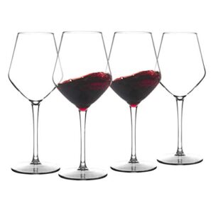 michley unbreakable stemmed wine glass 100% tritan plastic dishwasher available glassware 15 oz, set of 4
