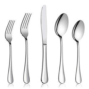 silverware set service for 2, e-far 10-piece stainless steel flatware set cutlery set, include knife/fork/spoon, simple & classic design, easy clean & dishwasher safe