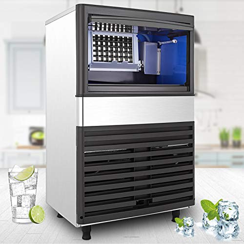 VEVOR 110V Commercial Ice Maker Machine 155LBS/24H with 39LBS Bin, LED Panel, Stainless Steel, Auto Clean, Include Water Filter, Scoop, Connection Hose, Professional Refrigeration Equipment