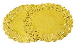 amkoskr 100 pcs 12 inch round lace gold paper doilies gold foil paper placemats doily paper pad for cakes crafts party weddings tableware decor