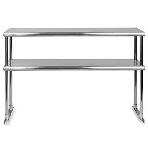 kps stainless steel double overshelf for prep work table 12 x 36 - nsf