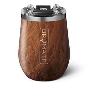 brümate uncork'd xl mÜv - 100% leak-proof 14oz insulated wine tumbler with lid - vacuum insulated stainless steel wine glass - perfect for travel & outdoors (walnut)