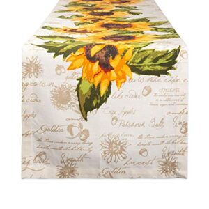 dii table top décor collection spring & summer table runner, 14x72, rustic sunflowers print