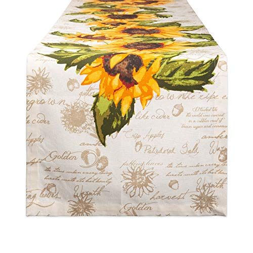 DII Table Top Décor Collection Spring & Summer Table Runner, 14x72, Rustic Sunflowers Print