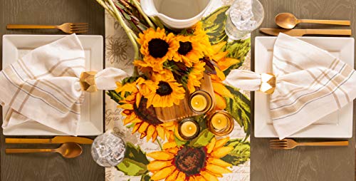 DII Table Top Décor Collection Spring & Summer Table Runner, 14x72, Rustic Sunflowers Print