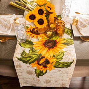 DII Table Top Décor Collection Spring & Summer Table Runner, 14x72, Rustic Sunflowers Print