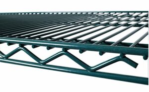 commercial green epoxy coated wire shelving 18 x 60 (2 shelves) - nsf