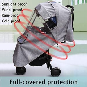 LaChaDa Stroller Cover Weather Shield Universal Waterproof Protection Umbrella Wind Dust Cover for Strollers(Grey)