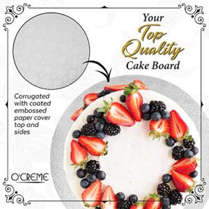 O'CREME White Wraparound Cake Pastry Round Drum Board 1/4 Inch Thick, 10 Inch Diameter - Pack of 10