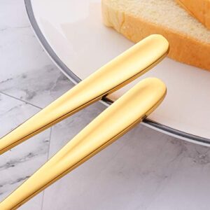 Bisda Stainless Steel Cheese Dessert Knives, Set of 6, Breakfast Butter Knife, Slicer Sandwich Spreader(Gold)