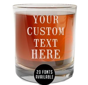 personalized etch 11oz custom whiskey glass, bourbon glass, engraved, birthday gifts for men dad husband groomsmen gifts, customized, unique customizable message, your text here