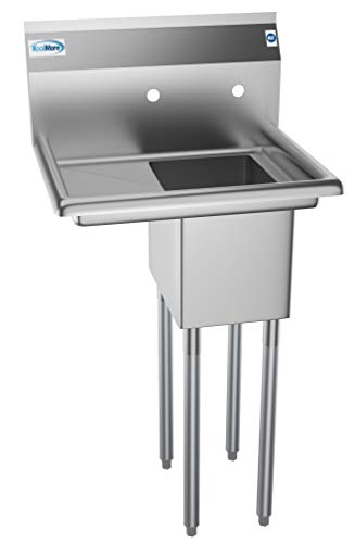 KoolMore 1 Compartment Stainless Steel Commercial Kitchen Prep & Utility Sink with Drainboard - Bowl Size 10" x 14" X 10"