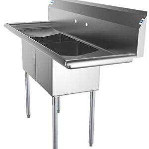 KoolMore 2 Compartment Stainless Steel NSF Commercial Kitchen Prep & Utility Sink with 2 Drainboards - Bowl Size 15" x 15" x 12", Silver,SB151512-15B3