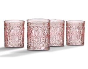 godinger jax double old fashioned beverage glass cup pink - set of 4