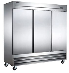 vortex refrigeration refrigerator 3 solid door commercial stainless steel- 72 cu. ft. …
