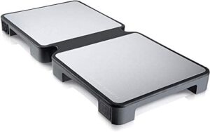 hotmat connect food warmer tray - foldable with silicone and adjustable temperature - modular compact warming plate for home dinners, parties and buffets - grey, 2-dish (1-pack)