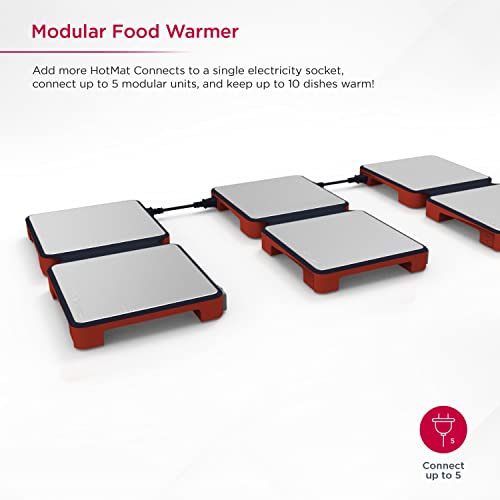 HotMat Connect Food Warmer Tray - Foldable with Silicone and Adjustable Temperature - Modular Compact Warming Plate for Home Dinners, Parties and Buffets - Grey, 2-Dish (1-Pack)