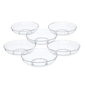 royal imports 6" clear plastic saucer plant drip tray, low pie plate, floral flower dish, wedding, party, home and holiday decor, 6 pack