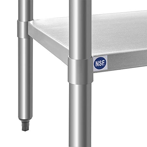 ROCKPOINT Stainless Steel Table for Prep & Work with Backsplash 48x24 Inches, NSF Metal Commercial Kitchen Table with Adjustable Under Shelf and Foot for Restaurant, Home and Hotel