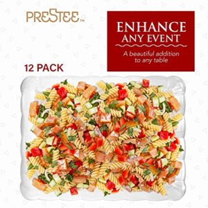 Prestee 12 Plastic Serving Trays 9x13 Inches Rectangular Disposable Serving Trays and Platters for Parties, Clear Plastic Tray for Food, Trays for Serving Food, Party Platters and Trays (12-Pack)