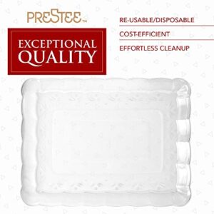 Prestee 12 Plastic Serving Trays 9x13 Inches Rectangular Disposable Serving Trays and Platters for Parties, Clear Plastic Tray for Food, Trays for Serving Food, Party Platters and Trays (12-Pack)