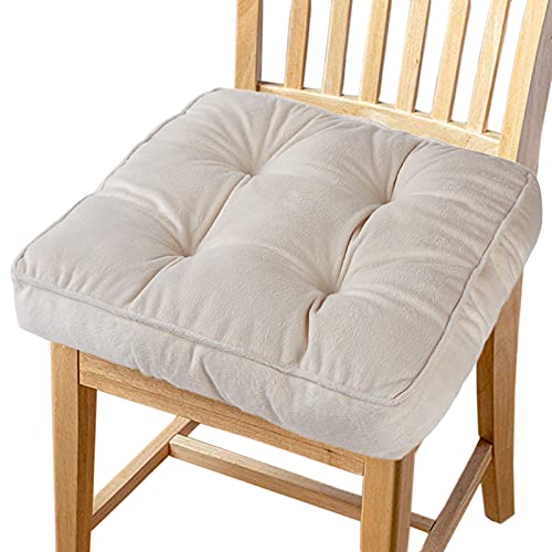 Big Hippo Chair Pads Square Chair Cushion with Ties Soft Thicken Seat Pads Cushion Pillow for Office,Home or Car Sitting 17" x 17"(Beige)