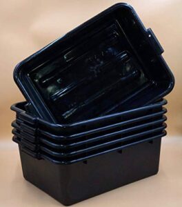 6 pack 20" x 15" x 7" black polypropylene bus plastic restaurant dishwasher tub