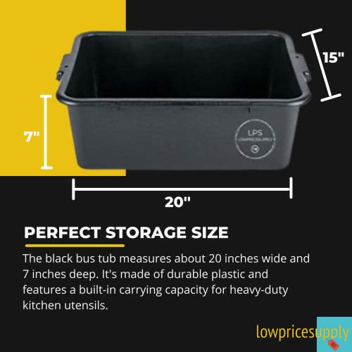 6 PACK 20" x 15" x 7" Black Polypropylene Bus Plastic Restaurant Dishwasher Tub